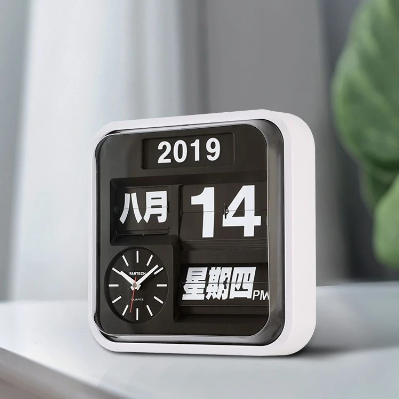 Fartech-mini digital clock table clock digital desk clock digital table clock mini desk clock reloj abatible personalizado reloj de mesa de oficina elegante Automatic page turn clock Perpetual calendar