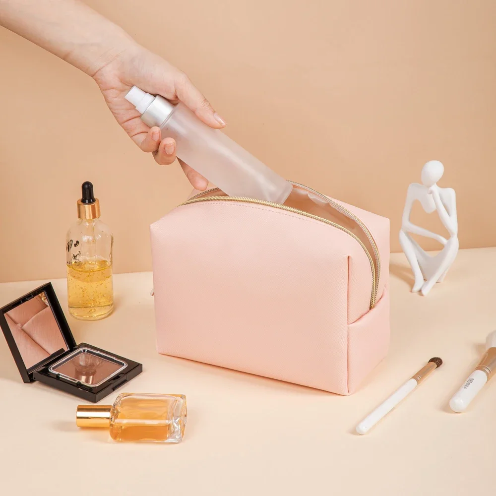 Toiletry Bag 1pcs PU Leather Portable Waterproof Travel Women Cosmetic Organizer