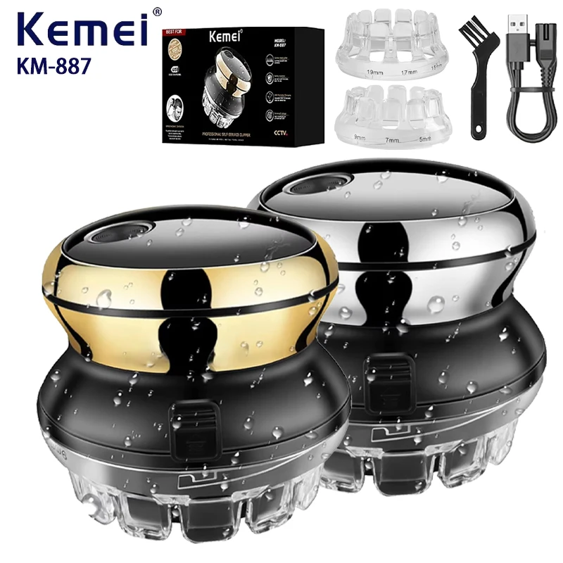 Kemei 887 UFO électrique même coupe tondeuse à cheveux rotative pour hommes kit de raccourci lavable