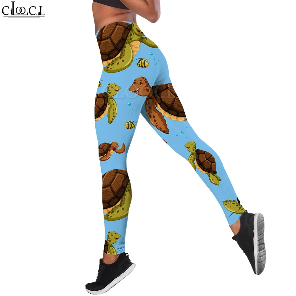 

CLOOCL Casual Women Legging Cartoon Turtle Pattern 3D Printed High Waist Elasticity Legging Workout Push-up Jogging Trousers