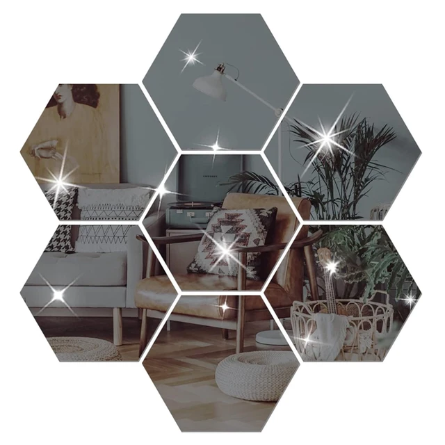 200mm Hexagon Mirror Wall Sticker Decal Home Decor DIY Big Acrylic Self-Adhesive Art Wall Mirrors Model Decoration 200mm Large