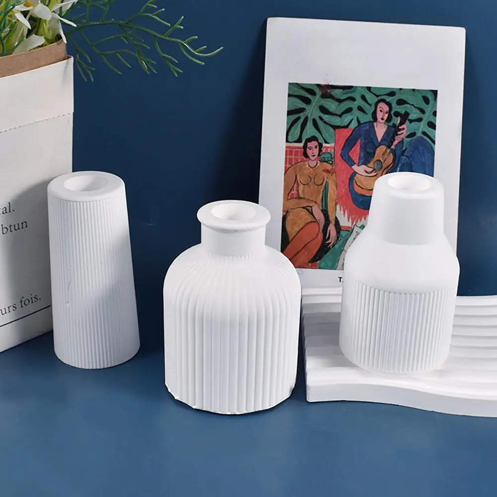 Flower Pot Handmade Silicone 4 Shapes Easy Release DIY Vase Epoxy Resin Mold Non-stick Vase Cement Gypsum Mould Home Supplies 5