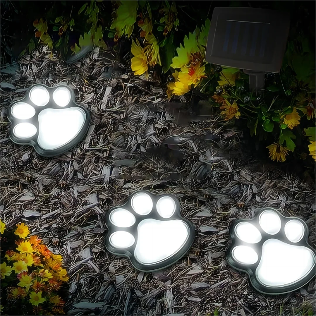 Solar Garden Light 4-in-1 Waterproof Pathway Lawn Lamp Animal Paw Print