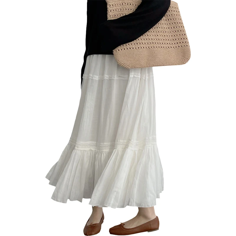 Good Quality Korean Style Maternity Cake Skirts Adjustable Waist Pregnant Woman Umbrella Skirts Long Loose Pregnancy Long Skirt