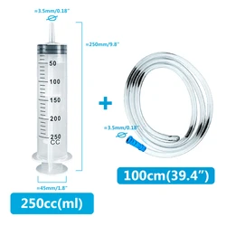 Large Capacity Multifunction Syringe with 100cm Hose for Pet Feeding, Liquid Transfer, and Fluid Measurement (250ml And Hose)
