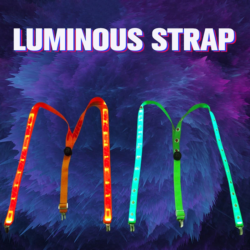 Men\'s LED Braces Vintage Elastic Y-shape Adjustable Trousers With 3 Clips-on For Festival Club