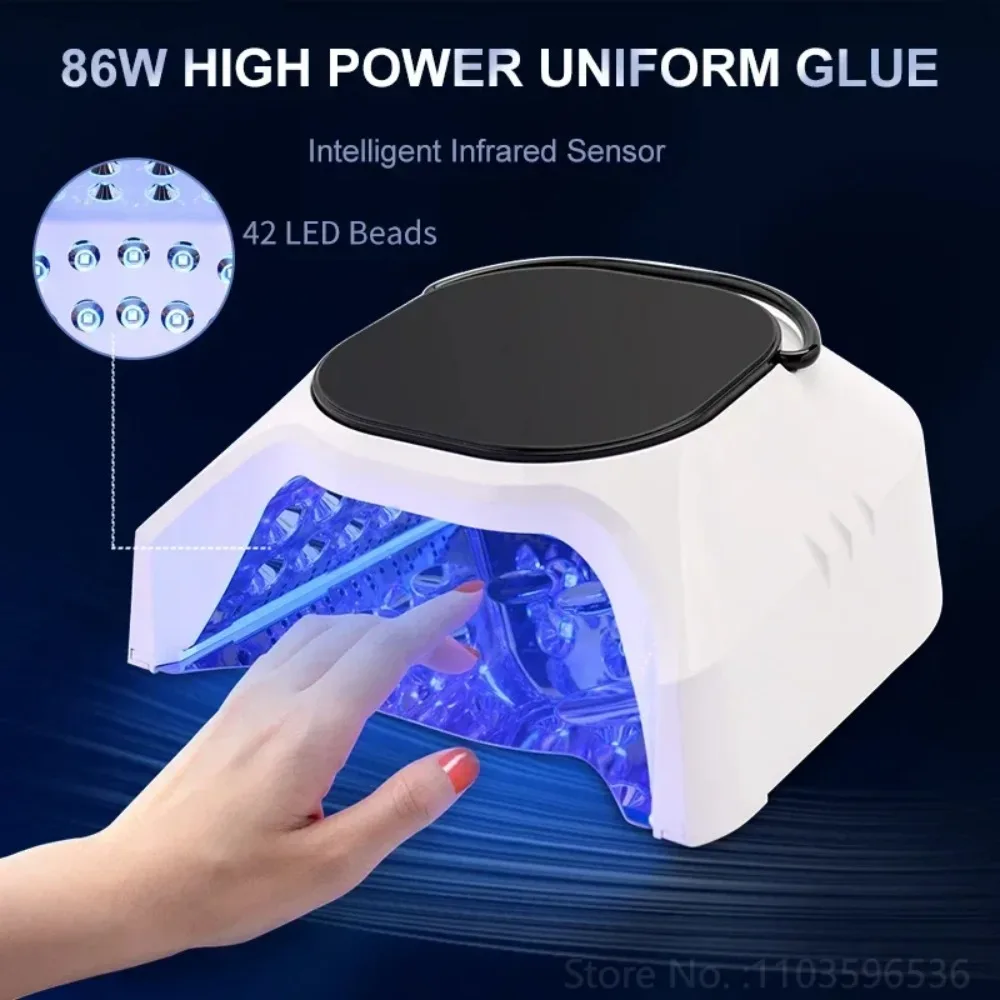 고급스러운 유니크 미러 마감 인테리어 듀얼 라이트 네일 램프 충전식 휴대용 86W LED UV 네일 램프 네일 아트 매니큐어 도구