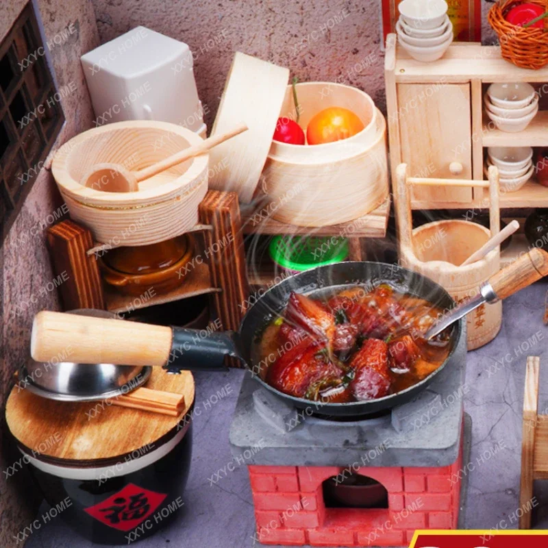 

Mini Small Kitchen Real Cooking Full Set Real Miniature Candy Toy Children's Cooking Toys Stove Play House Kitchenware
