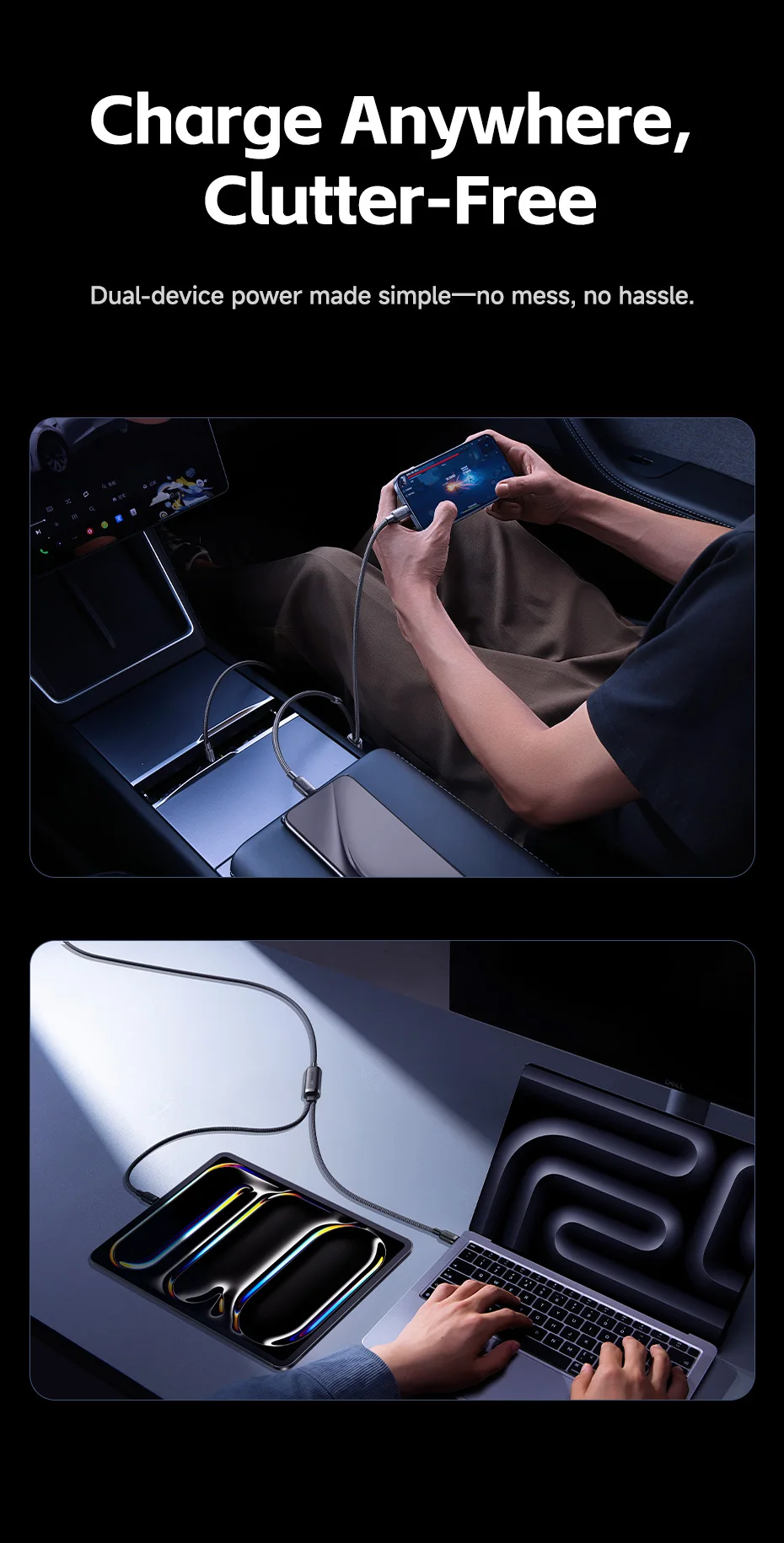 Baseus 140W Fast Cable 2-in-1 USB-C to Dual Type-C