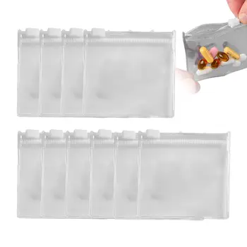 10 Sacchetti Portapillole da Viaggio 8x8cm, Buste Impermeabili con Cerniera per Integratori, Gioielli e Accessori per Capelli