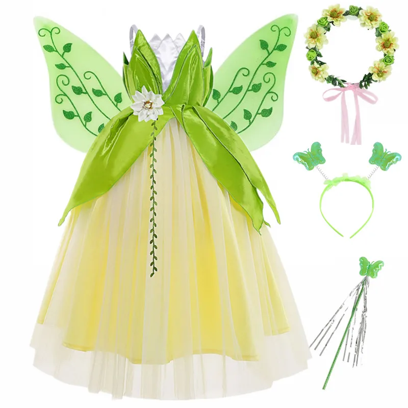 Disfraz de Tiana para niña de carnaval, disfraz de princesa y sapo para ...