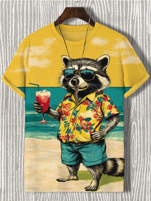 Casual Men Animal Print Short Sleeve T Shirt