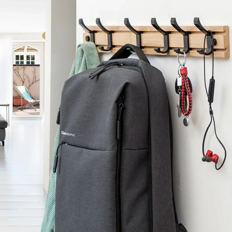 Wall Mounted Coat Rack Moveis Hooks Clothing Hanger Space Saving Coat Rack Hat Holder Bamboo Shelf Perchero Library Furniture