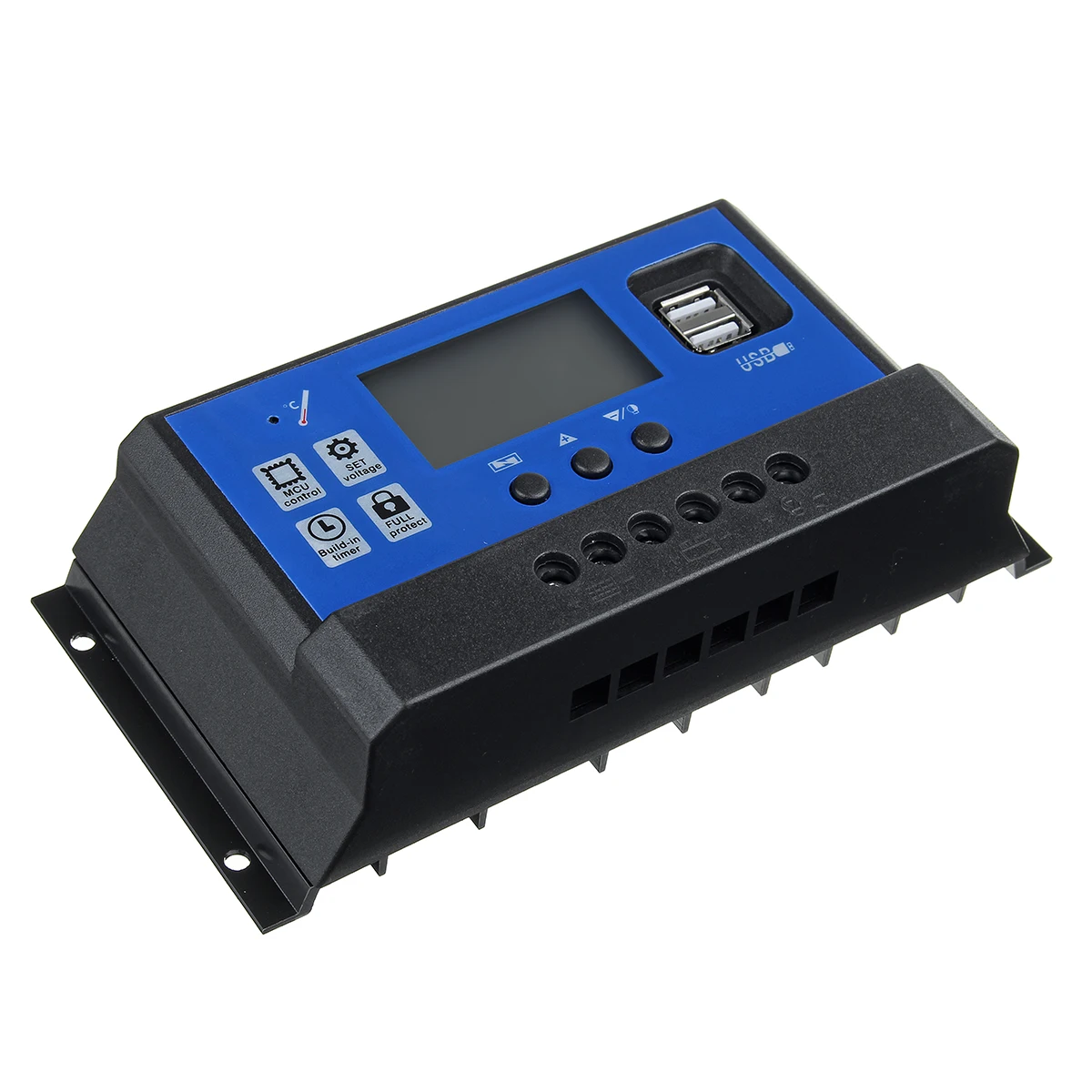 Solar Charge Controller 10/20/30/40/50/60/100A PWM LCD Display Dual USB Auto Solar Cell Panel Charger Regulator