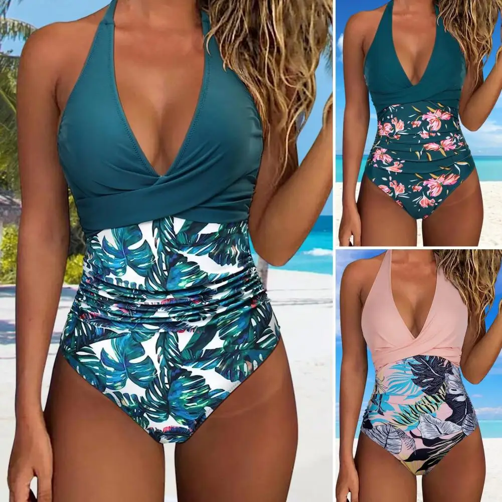 One Piece Swimsuit Women Swimwear Women Monokini Swimsuit Lightweight Monokini Stylish Women's Halter One-piece Swimsuit with Tummy Control High for Beachwear