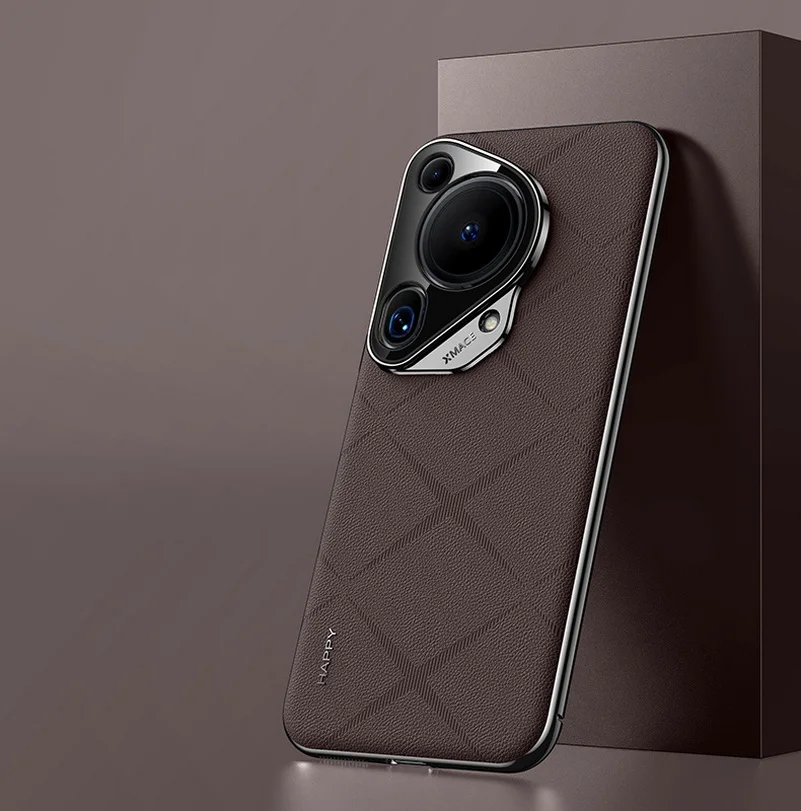 Luxury Leather Case with Camera Lens Protection - Hard Slim Textured Cover