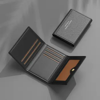 Portafoglio triplo Portafoglio compatto anti-smagnetizzazione Portafoglio portafoglio da uomo Porta carte multi-slot in pelle PU per i pendoli quotidiani