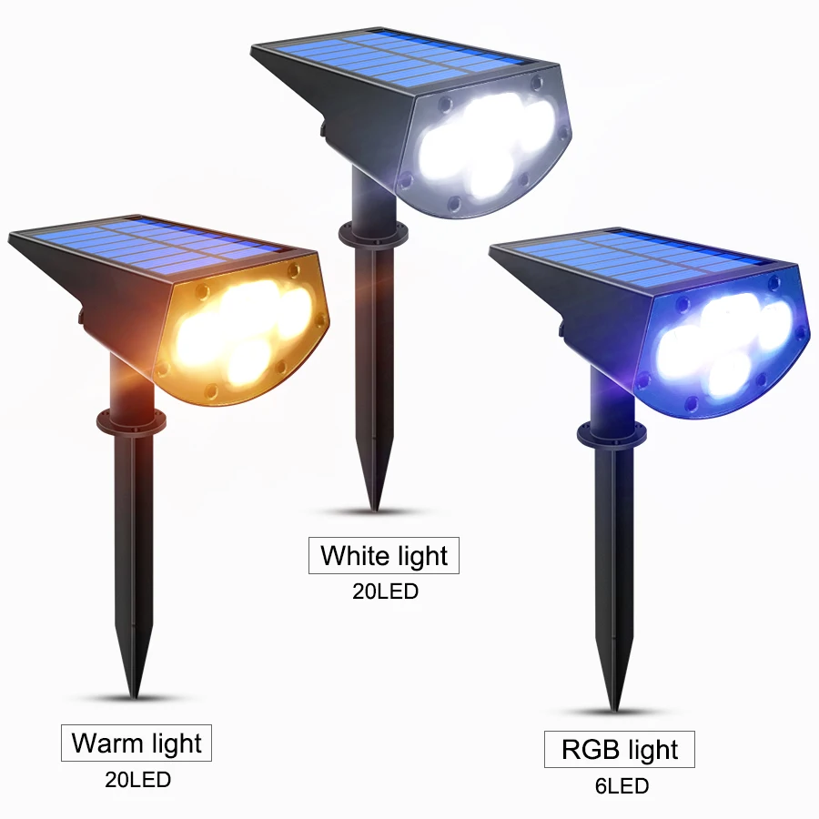 Description Picture 6 of item2in1 Solar Spotlights Outdoor Solar Landscape Lights Waterproof Adjustable Ground Or Wall Lamp for Patio Pathway Garden Driveway