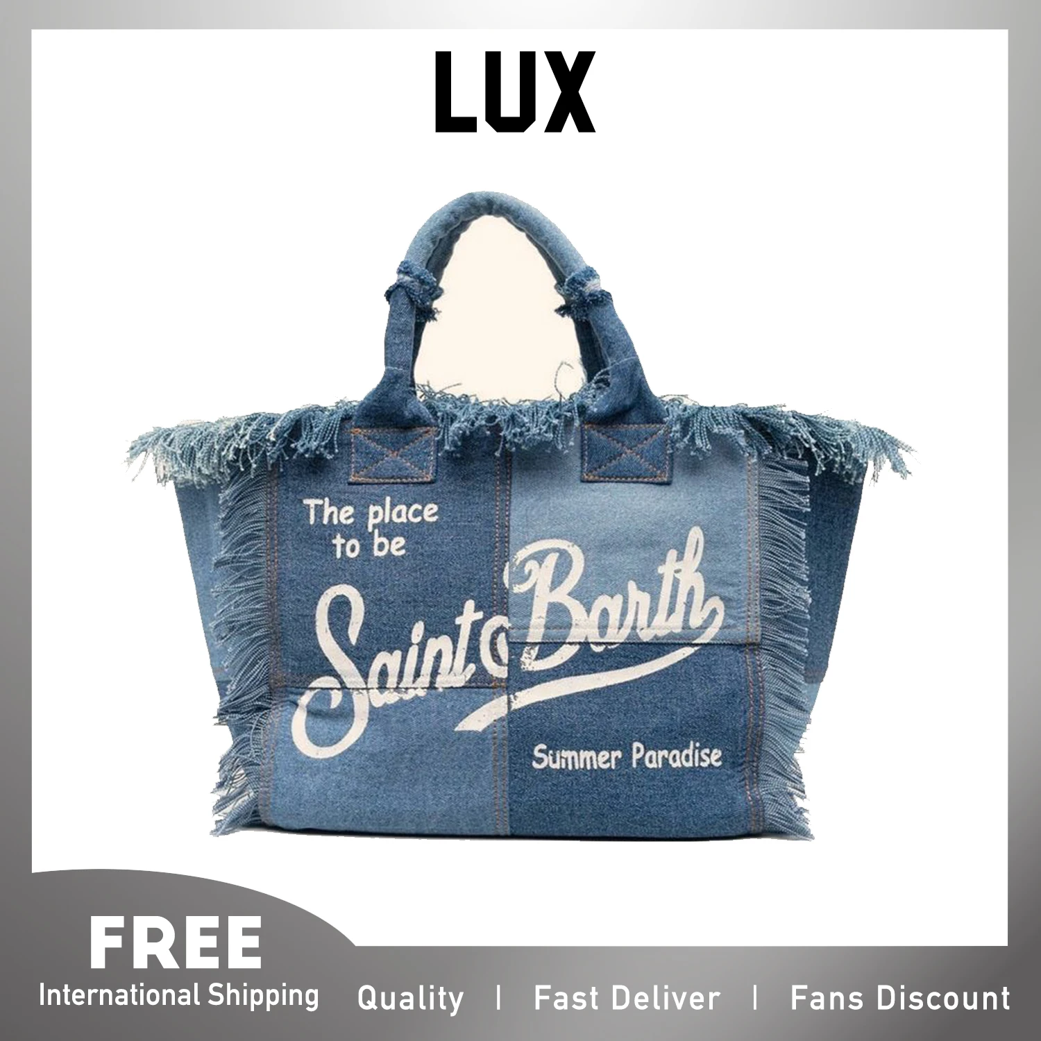 

Lux Trendy Fashion Style Chic Demin Tote Bag Letters Print Bag for Women Casual Street Holiday Fashion Cool Korea Design