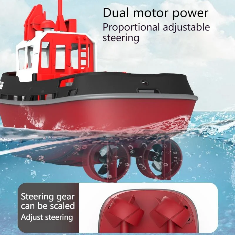 Remote Control Tugboat Electric Boat Water Toy 1/72 Charging Electric Simulation Remote Control Cargo Ship Boy Girl Model Toy 5