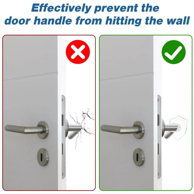 Door Stopper 12-2Pcs Silicone Door Handle Wall Protection Knob Bumper