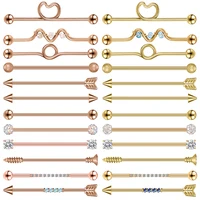 AOEDEJ 14G Rose Gold Color Helix Piercing Earring Industrial Barbell Ring Women Crystal Long Earring Ear Piercing Gift Jewelry 1