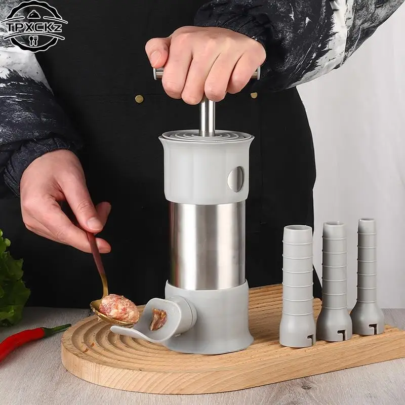 Sausage Stuffer 1set Stainless Steel Sausage Meat Stuffer Horizontal Sausage Maker Homemade Kitchen Meat Maker Tool Filler