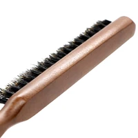 Peigne moelleux en poils de sanglier naturels, manche en bois, brosse à cheveux antistatique, peigne de barbier, Massage du cuir chevelu, outil de coiffure 4