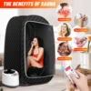 Portable Sauna for Home, at Home Sauna Full Body, Portable Steam Saunas Box Fold-able with 2.6L 1000 Watt Steamer, Folding Chair 3
