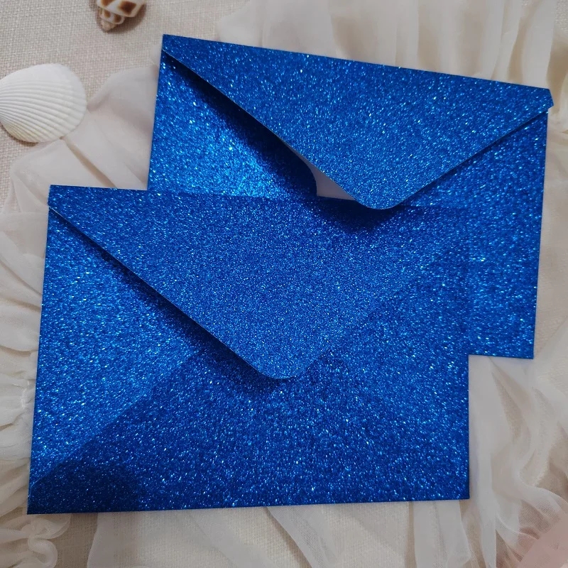 

50pcs Sparkling Glitter Paper Envelope for Birthday Wedding Bridal Shower Engagement Invitation Cards 250gsm Premium Quality