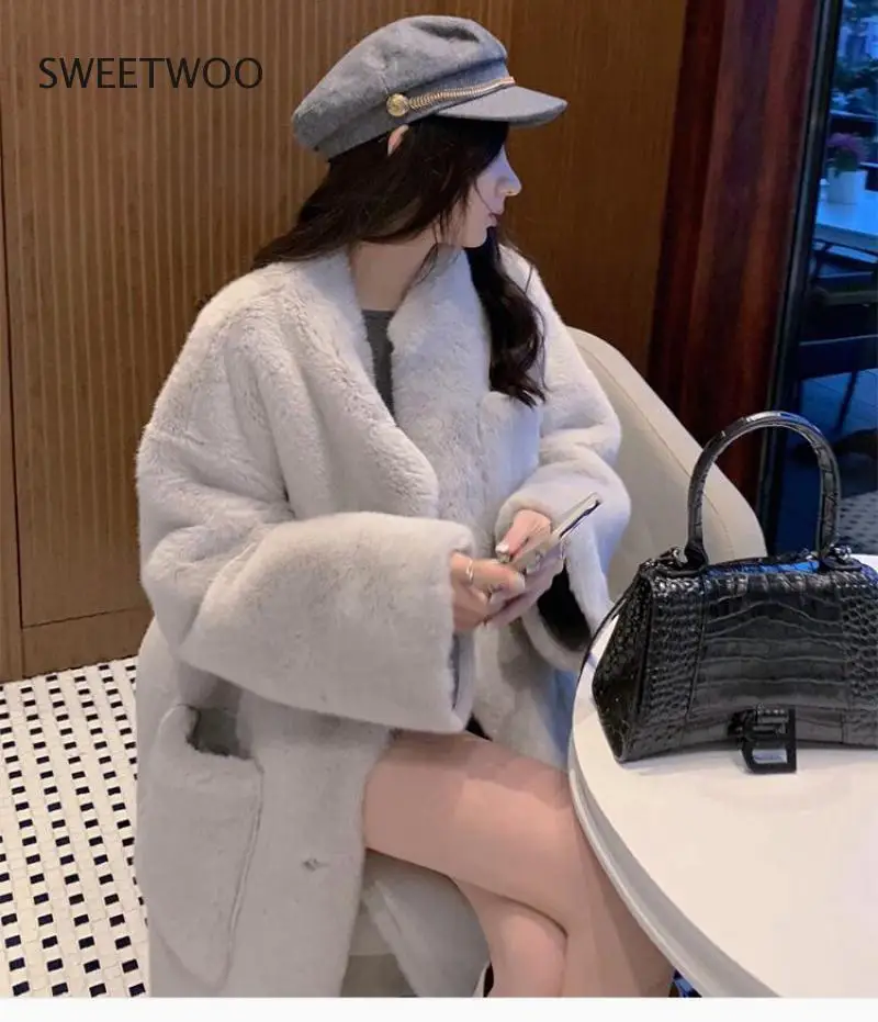 2022 Elegant New Women Fashion Winter Warm Faux Fur Thick Long Coat Casaco Feminino Jackets Outerwear Contracted Slim Tide 2021 casual faux fur coat women hoodies furry thick warm long faux rabbit fur jacket slim winter coat women casaco feminino 5xl