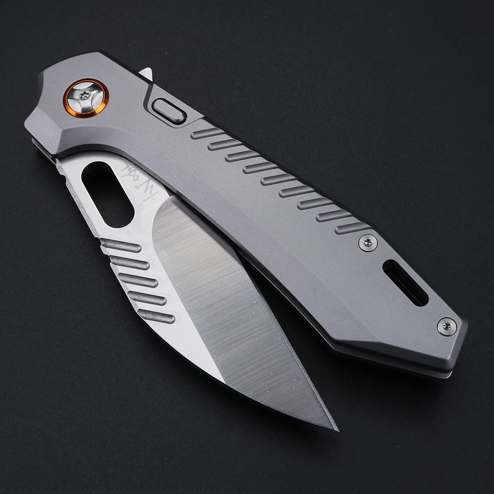 

Folding fruit knife 9cr18 steel high hardness sharp angle camping hunting knife CNC process multifunctional pocket knife