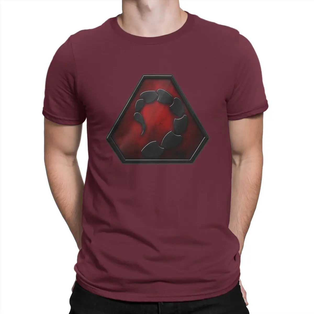 thumbnail image 1 of Camisetas para hombre NOD, novedad, algodón puro, camiseta de manga corta, alerta roja, cuello redondo, estampado, 1 of 7