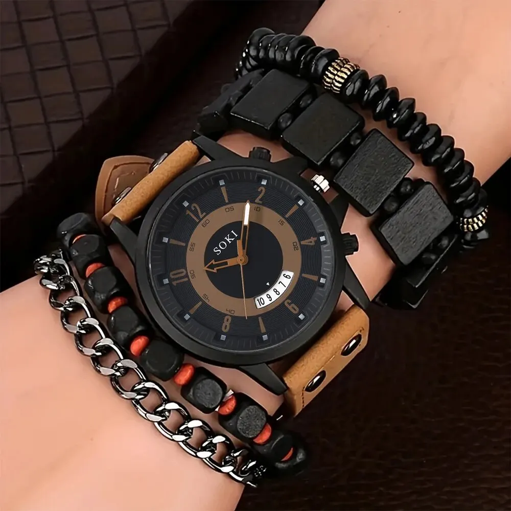 5PCS Ʈ  м  ޷  ո ð  ĳ־  ð Reloj Hombre