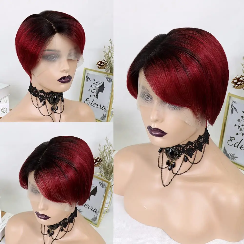 Short Pixie Cut Wigs 13X4X1 Lace Front Wigs Straight Bob Human Hair Wig For Black Women