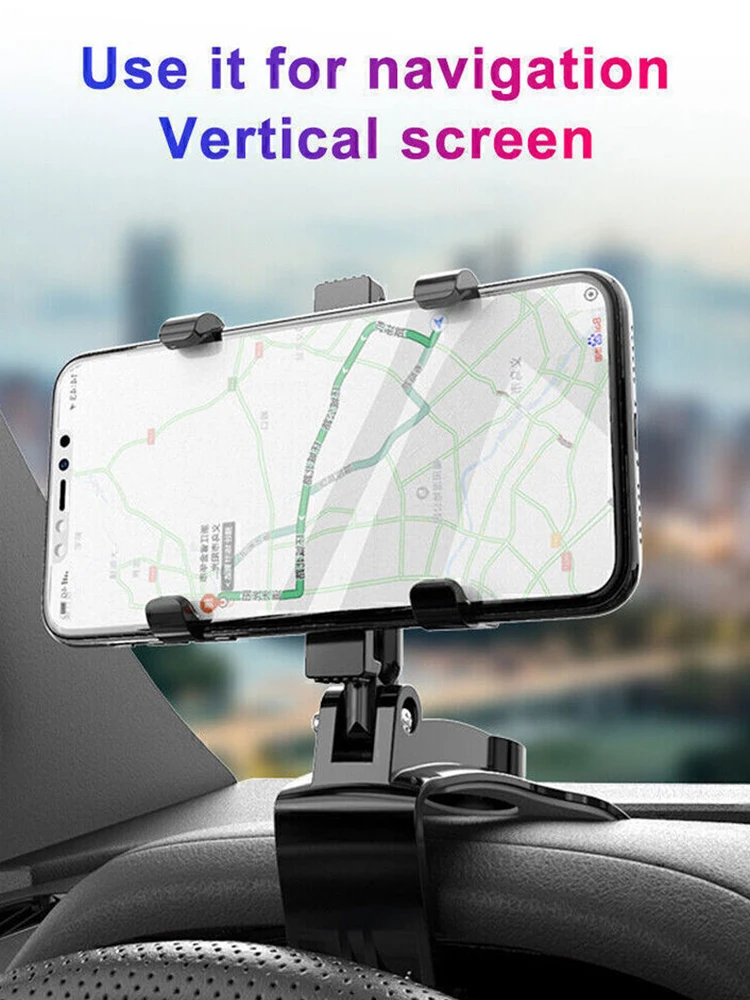 Portable Car Holder Rotatable Multifunction Dashboard/Rearview Mirror/Sun Visor Mount for iPhone Samsung Xiaomi Redmi Huawei