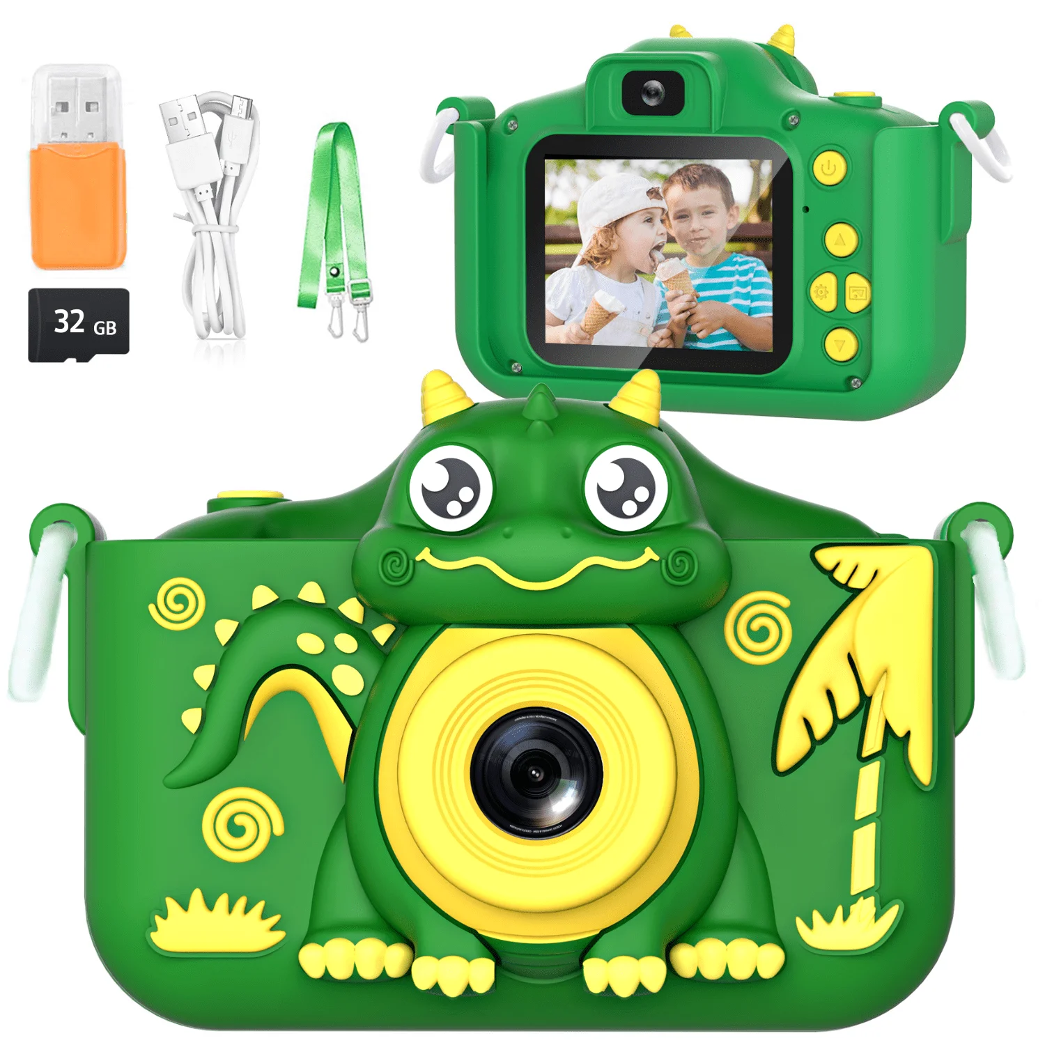 

Cartoon Kids Camera Dinosaur 4000W HD Dual Lens Selfie Camera Educational Toys 1080P Video Digital Camera Birthday Gifts