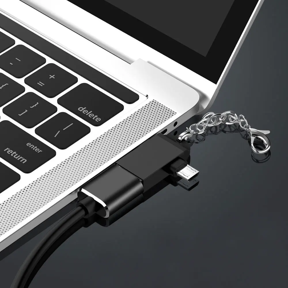 

1Pcs Black 2 In 1 OTG Adapter USB 3.0 Female To Micro USB Male and USB C Male Connector Converter for Xiaomi Samsung Accessories