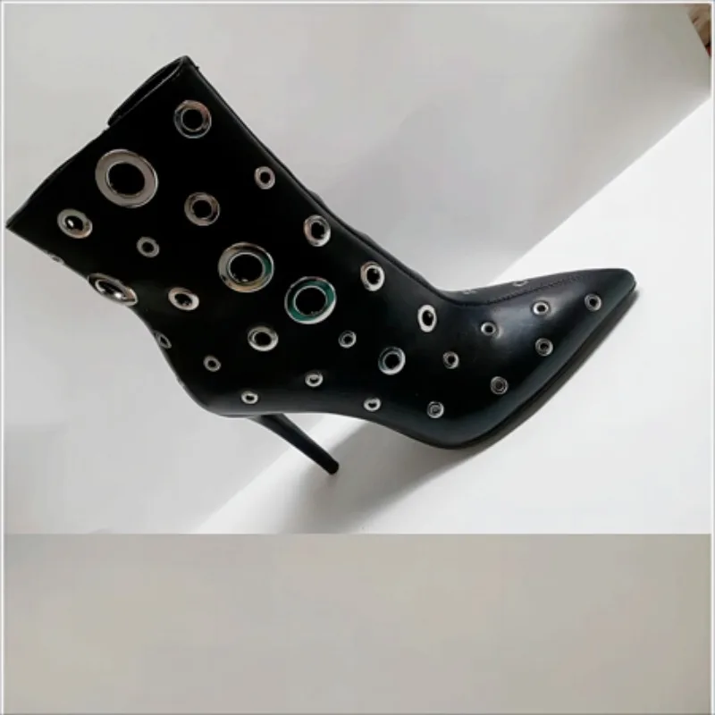 Atilio Faux Leather Diamante Lace Jewel Studded Biker Boots
