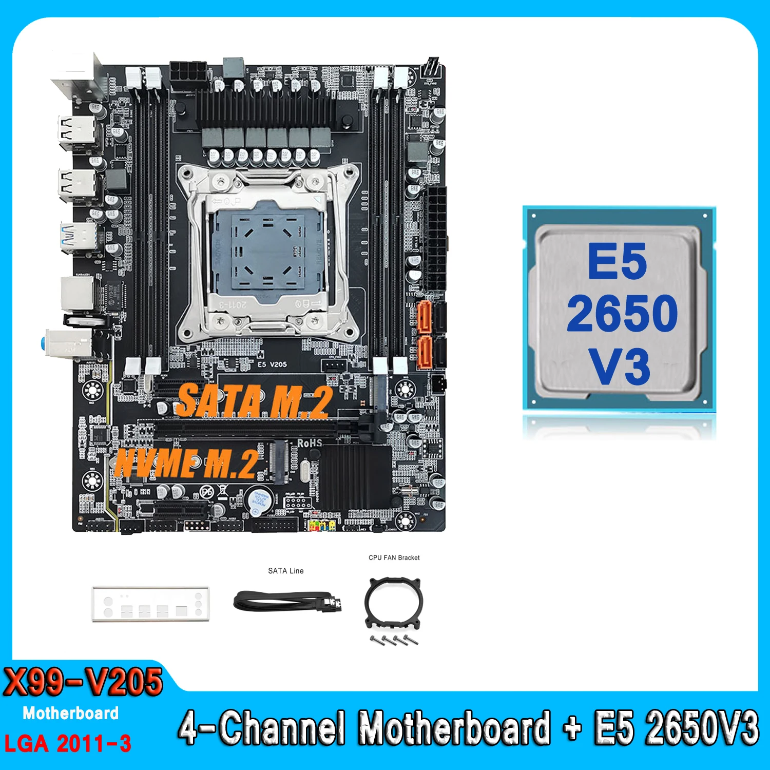 

X99 Motherboard Combo LGA 2011-3 Kit Xeon E5 2650 V3 Processor Support DDR4 RAM Memory NVME Four Channel E5 2650V3 Motherboard