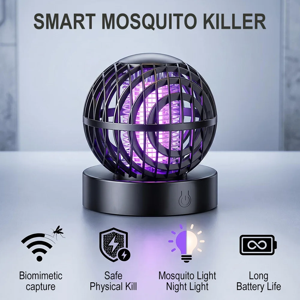 2 in 1 전기 모기 살충 램프 395nm UV 라이트 휴대용 USB 충전식 야간 조명 전기 충격 모기 살충 램프