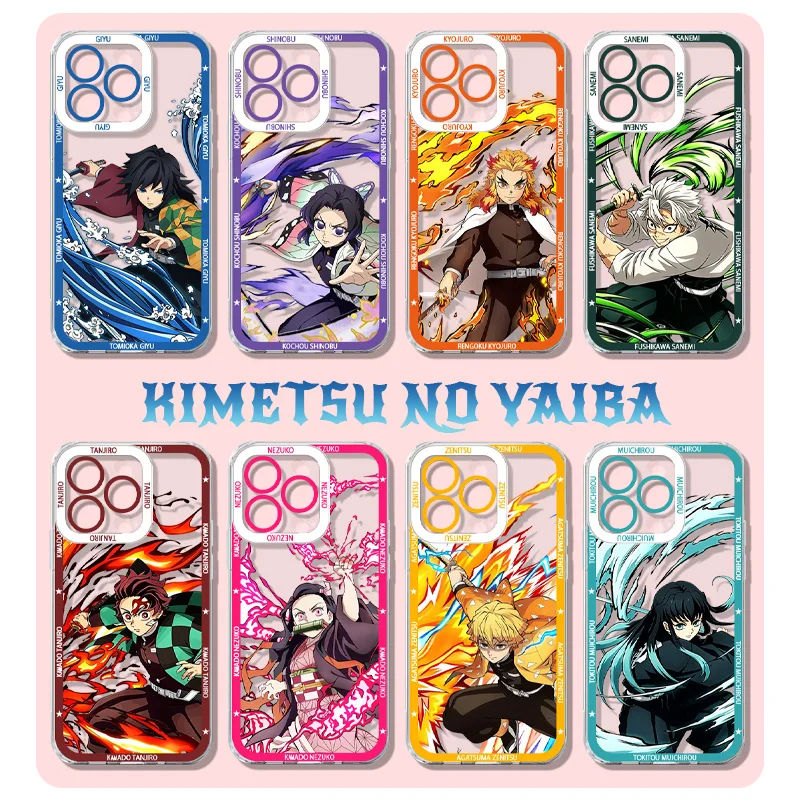 Funda de Silicona Transparente Demon Slayer Giyu Shinobu Kyojuro para iPhone Pro Max Air 17E 13 12 11 ProMax