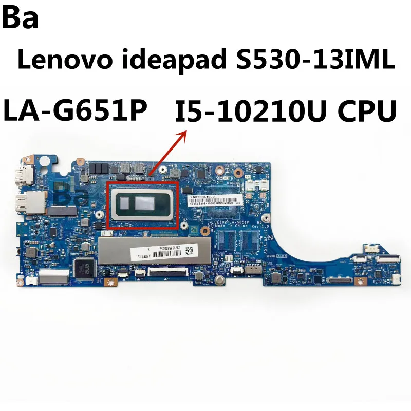 

For Lenovo ideapad S530-13IWL Laptop motherboard LA-G651P With I5-10210U CPU 8GB RAM 100% Tested