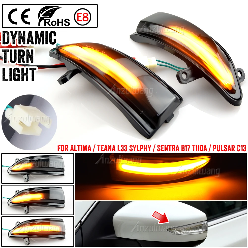 

2pcs Dynamic blinker For Nissan Tiida Pulsar C13 Altima Teana L33 2013 2018 Sylphy Sentra B17 LED Turn Signal Light Mirror arrow