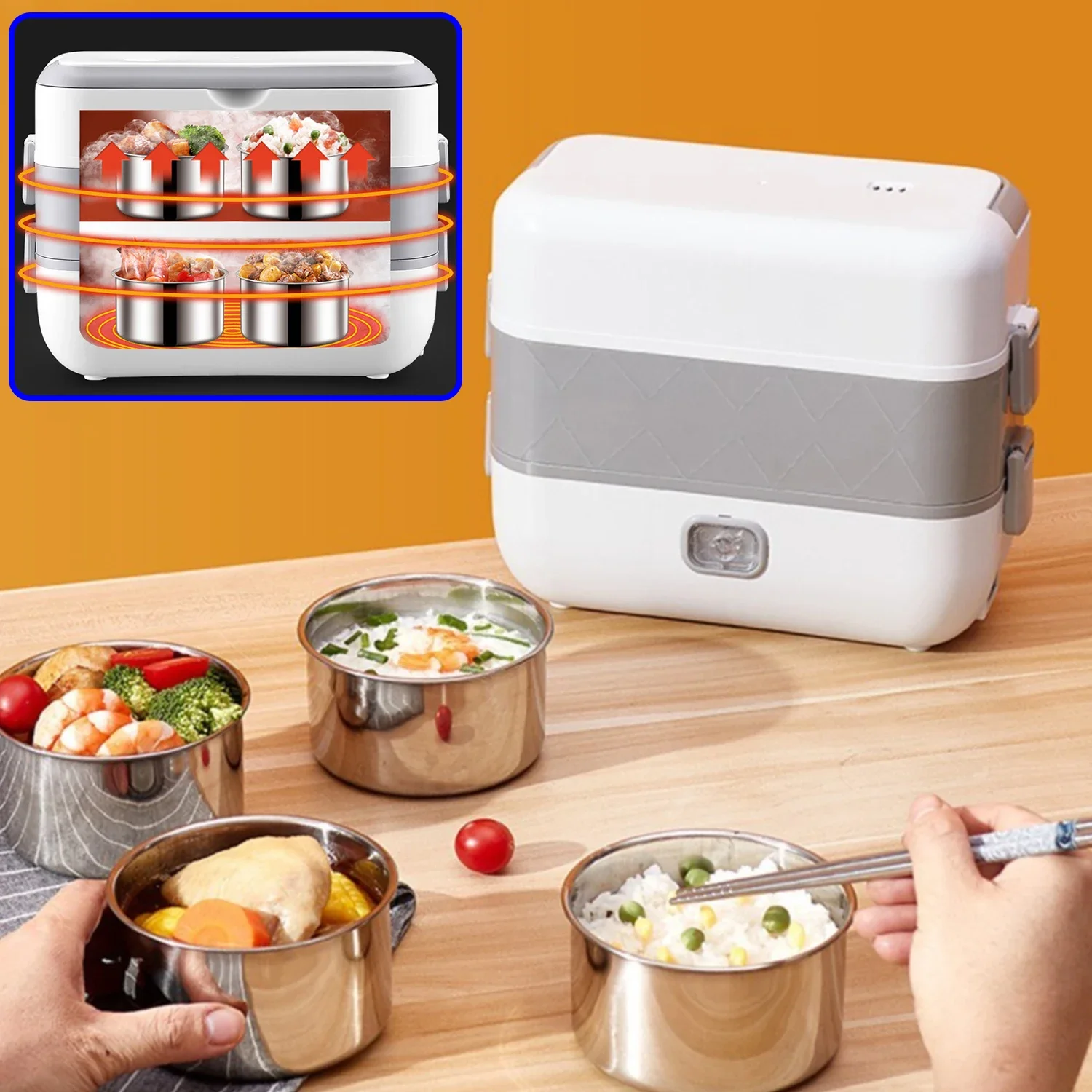 

Electric Lunch Box,Heated Thermal Lunch Boxes,110/240V 300W Portable Food Warmer LunchBox for Car,Truck,Office Workers,Students