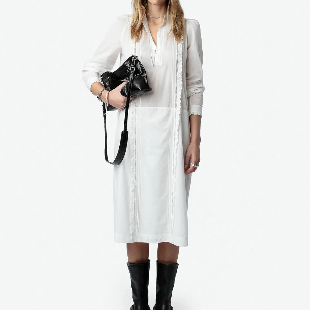 Solid Color Mid-Waist Long-Sleeved Open-Back Dress | Diva & Princess Style | Same Anthem main image 1