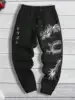 2024 Fashionable Men's Dragon Pattern Printed Comfortable Fleece Drawstring Waist Versatile Spring and Autumn Sports Pants S-3XL 1