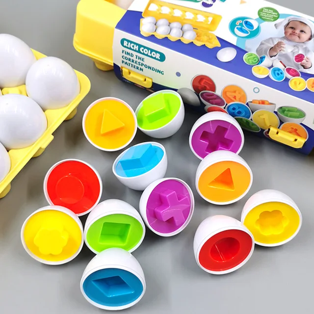 6pcs Montessori Smart Eggs 3D Puzzle Toys for Children Educational Learning Math Toy Kids Color Shape Recognize Match Easter Egg 1