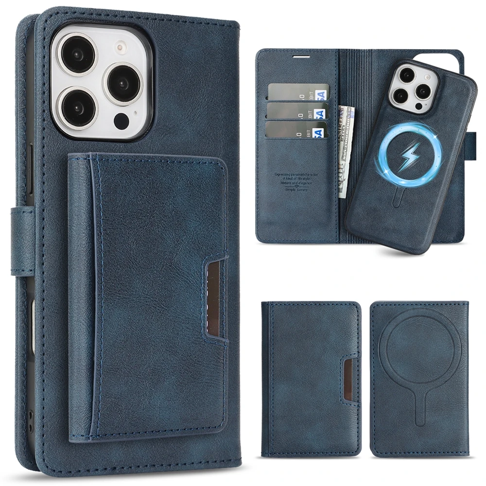 3-in-1 MagSafe Magnetic Leather Wallet Phone Case with Card Slots