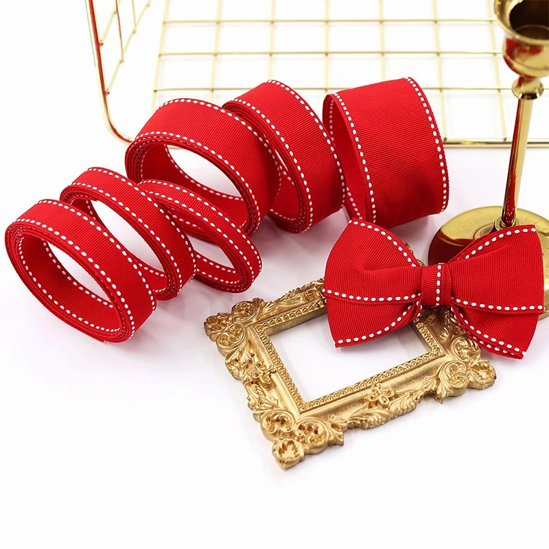 5yards White Jumper Red Grosgrain Ribbon for DIY Craft Hairwear Bow  Materials Festival Gift Cake Wrapping Clothing Hat Trims - AliExpress